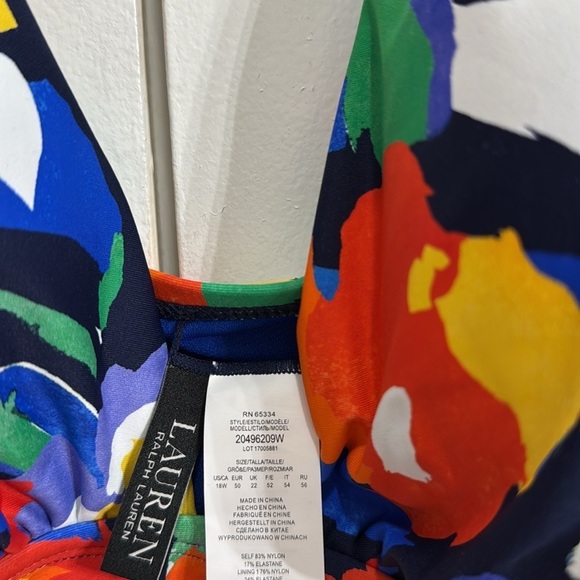 Ralph Lauren Floral Tropical One Piece Swimsuit Size 18W - Picture 4 of 7